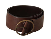 Dolce & Gabbana Dark Brown Wide Waist Leather Metal Round Buckle Belt -   -  Dolce & Gabbana.